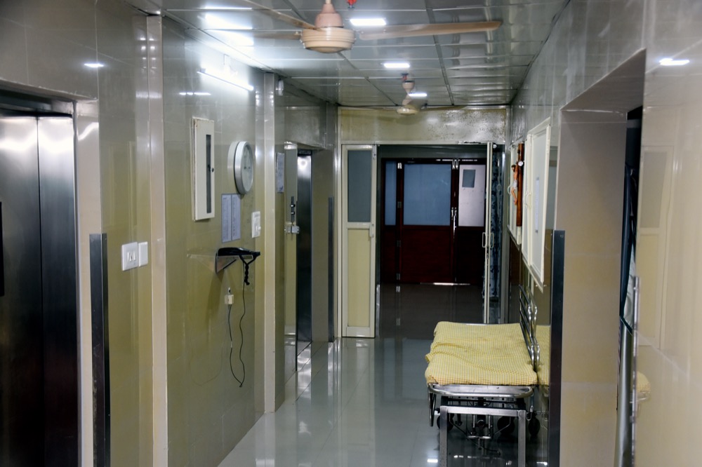 Hospital corridor and clinical departments