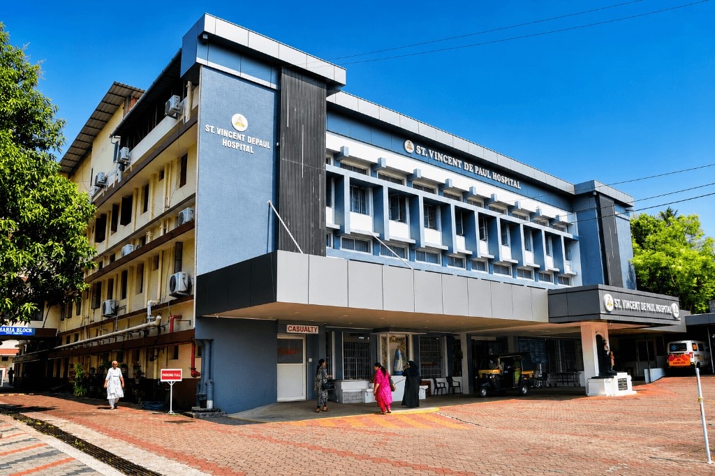 St. Vincent De Paul Hospital building in Ollur, Thrissur